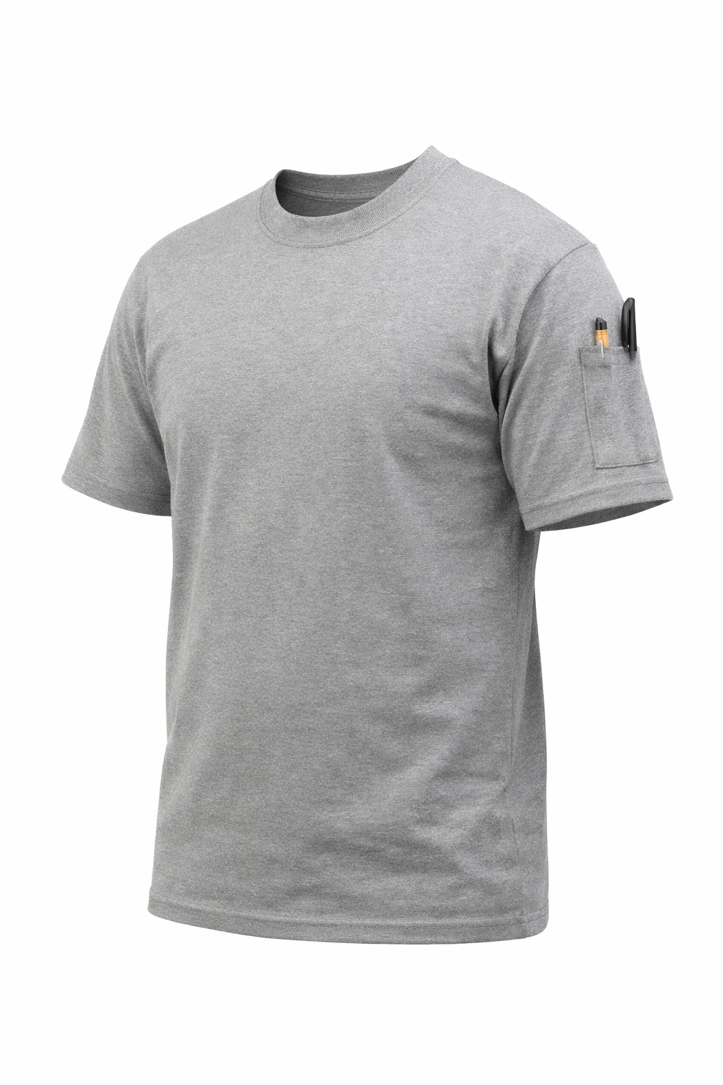 Grey cotton t-shirt with pen sleeve