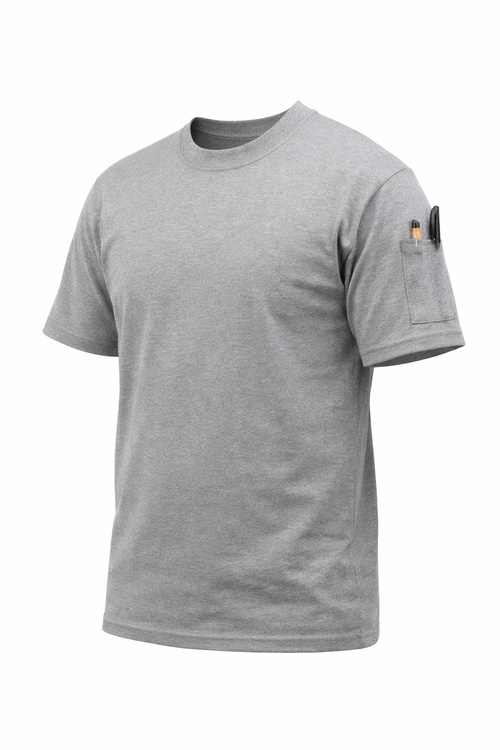 Grey cotton t-shirt with pen sleeve
