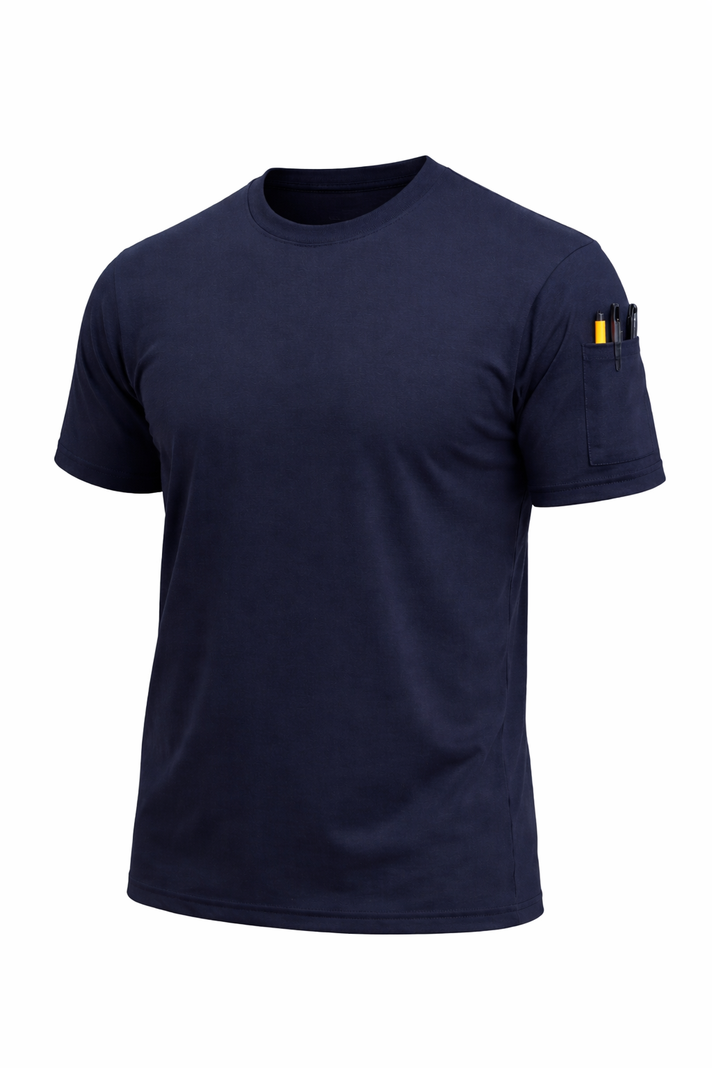 Navy blue t-shirt with pen sleeve